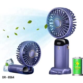 Mini Rechargeable Fan for Desk or Travel – 5000mAh Battery,5 Speeds & LED Display